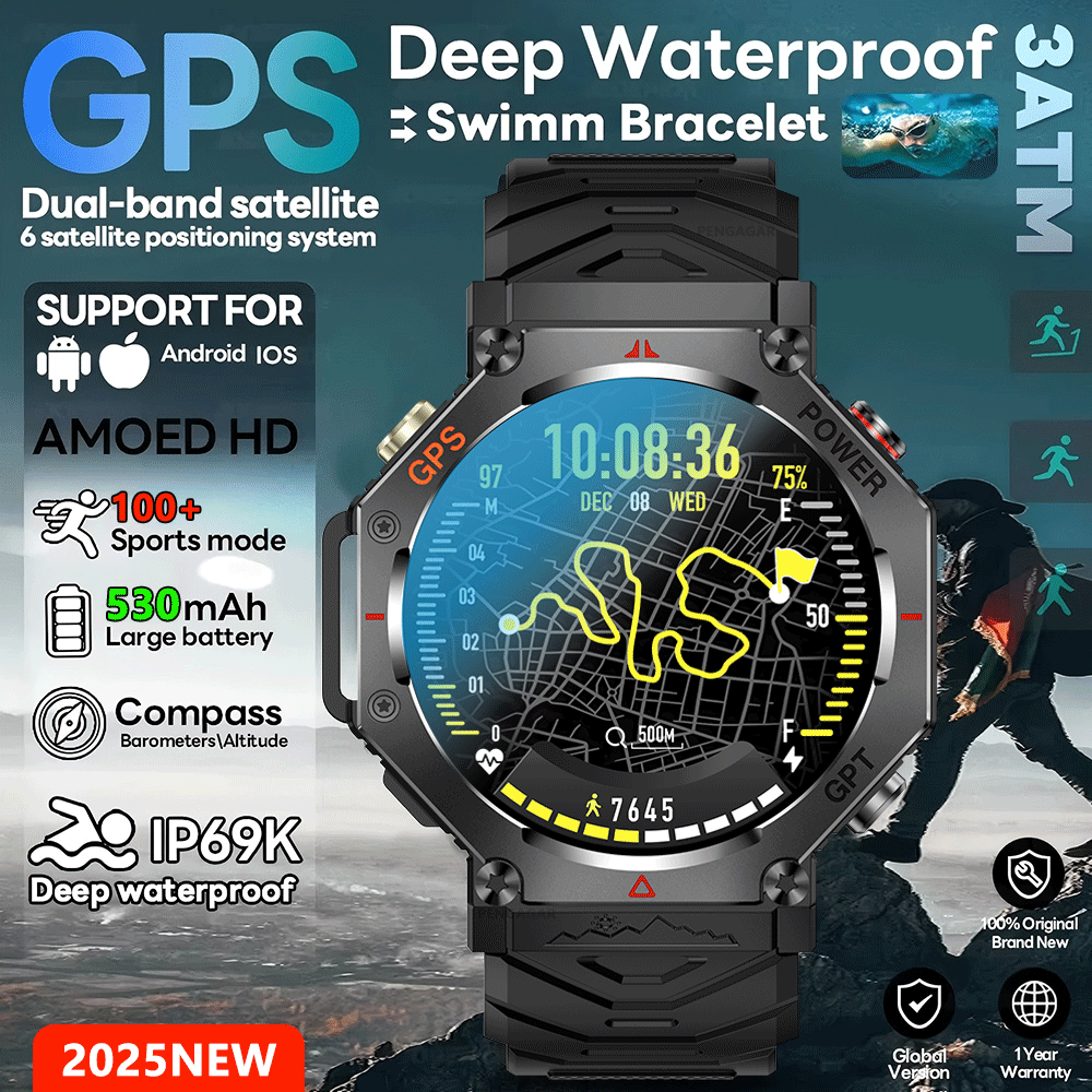 Smartwatch Rugged Watches For Men - Nouvelle Montre Connectée GPS T-Rex 3