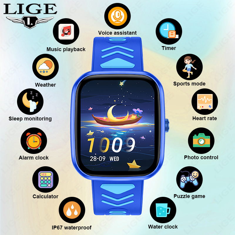 Smartwatch Watches Birthday Gift For Boys - Montre connectée pour enfants LIGE, étanche,