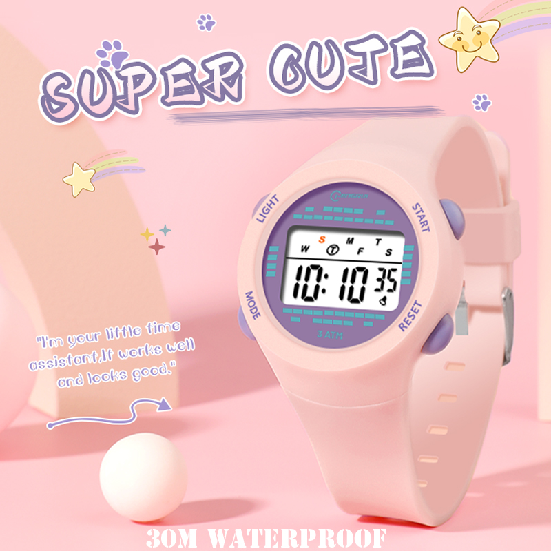 Smartwatch Digital Watches For Kid Boy With Alarm - Montre électronique pour enfants fille rose