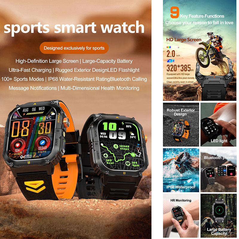 Montre connectée robuste pour  - Smartwatch Rugged Watches For Men avis et prix