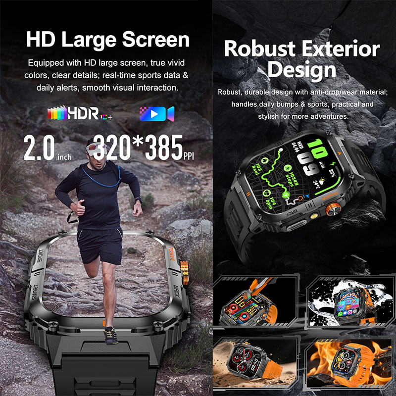 Montre connectée robuste pour  - Smartwatch Rugged Watches For Men avis et prix