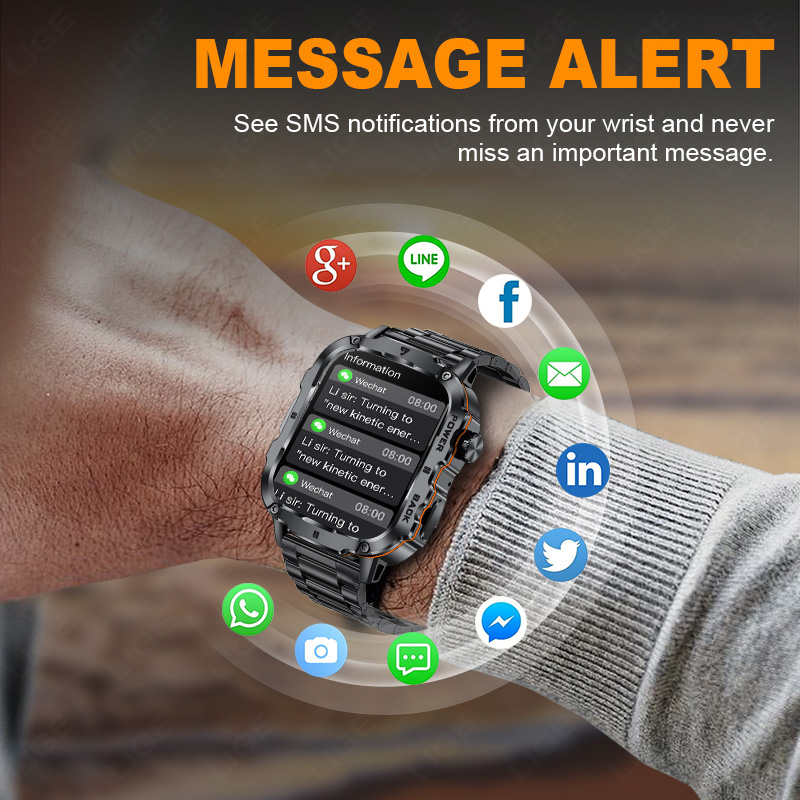 LIGE 2025 montre intelligente  - Smartwatch Rugged Watches For Men avis et prix