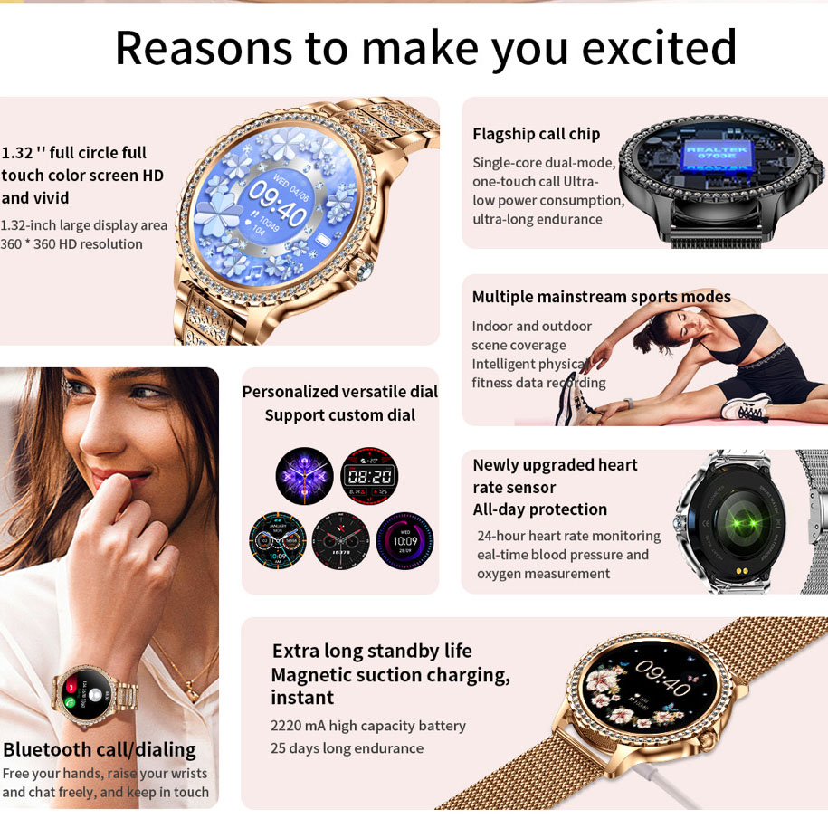 696 nouveau bleu dent appel fe - Watches Ladies Smartwatch avis et prix